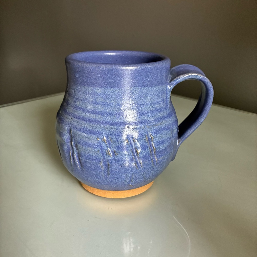 Handcrafted Signed Periwinkle Blue Studio Pottery Mug